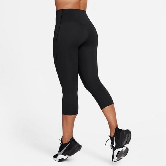 Nike Cropped Leggings Womens Small Black Athletic DriFit Performance Sustainable - Picture 3 of 11